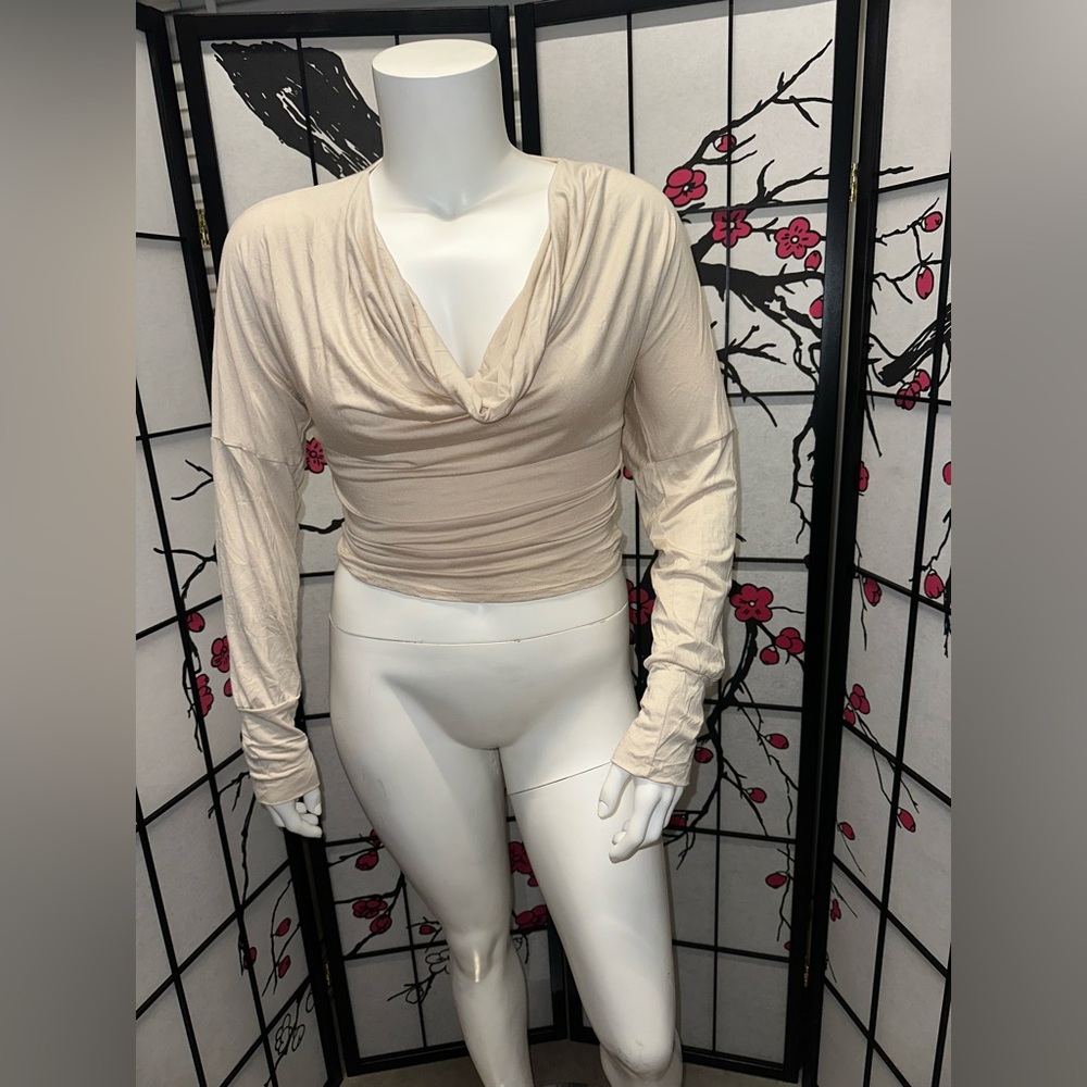 NWOT Cropped cowl neck blouse
